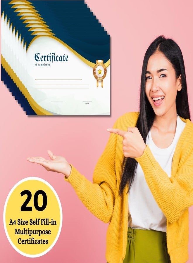 AanyaCentric Pack of 20, A4 Size 8.3 x 11.7 Inches Self Fill-in Certificate Of Appreciation Recognition Achievement for Student Employee Trainee - Image 2
