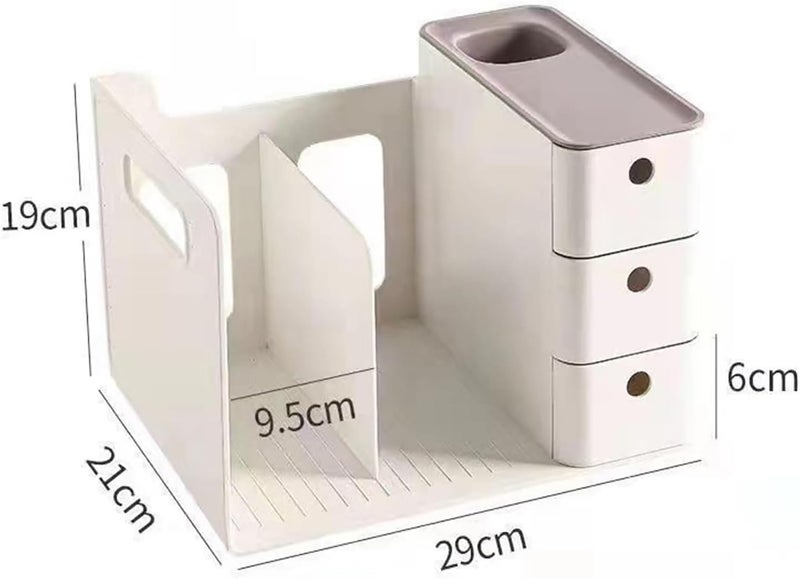 MosQuick® Desk Organiser with 3 drawers and file organiser office desk accessories Desktop Storage Rack pen stand for office table organizer study table accessories essential stationery items - Image 5