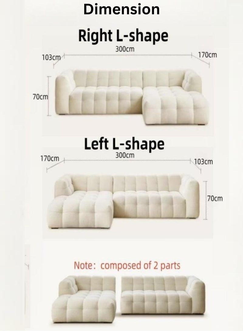 Al Zakharef Furniture Milbrey Fleece Fabric Overstuffed Multifunction Cloud L-shaped Sofa Chair set for Living Room Office - White Right side - Image 3