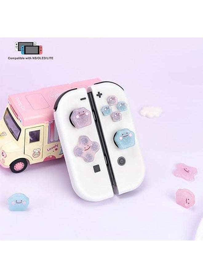 Generic - 7Pcs Nintendo Switch Set Button Caps Thumb Grips Set Compatible with Nintendo Switch/Switch OLED 3D Soft Silicone ABXY Buttons Sticker Joystick Cover Caps Versatile Monster Button Sticker Set - Image 1