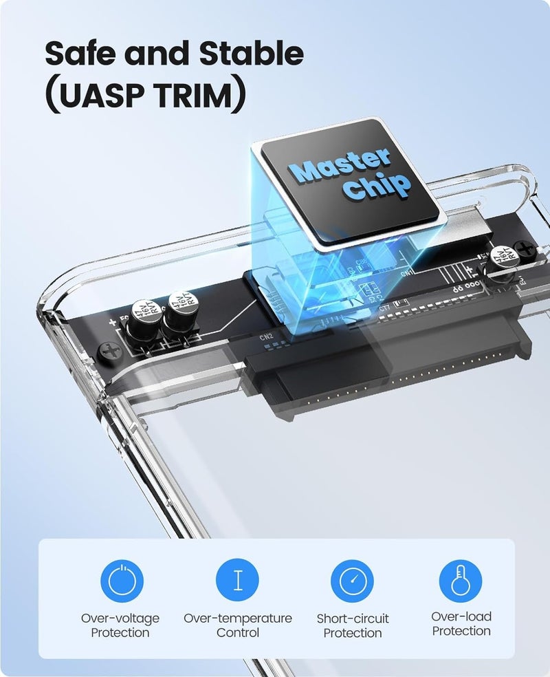 Sounce 2.5" SATA SSD Enclosure Case, USB 3.0 to SATA Tool-Free External Hard Disk Case with Fast Transfer Speed Up to 5 Gbps & Up to 6TB Storage Capacity Compatible with 2.5 SSD / HDD - Image 3