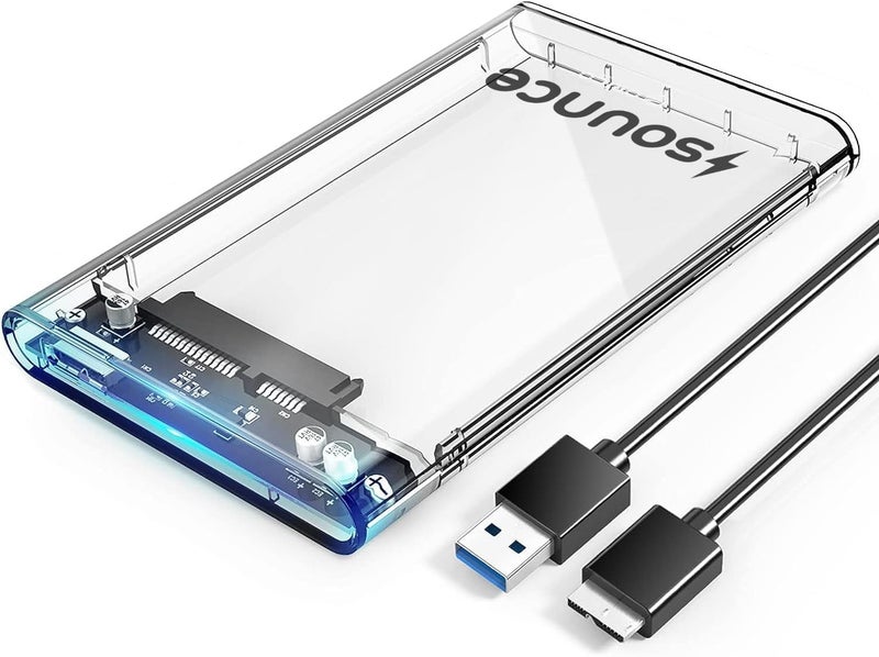 Sounce 2.5" SATA SSD Enclosure Case, USB 3.0 to SATA Tool-Free External Hard Disk Case with Fast Transfer Speed Up to 5 Gbps & Up to 6TB Storage Capacity Compatible with 2.5 SSD / HDD - Image 1