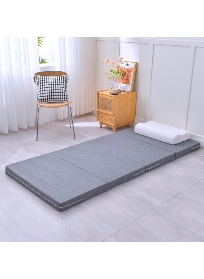 موثوقية التنبؤ مرتبة قابلة للطي مرتبة طبية سميكة من الإسفنج الطبي 4 مرتبة قابلة للطي للضيوف بغطاء قابل للغسل قابل للتنفس لسرير فردي للتخييم على الأرض في غرفة اللعب - Image 2