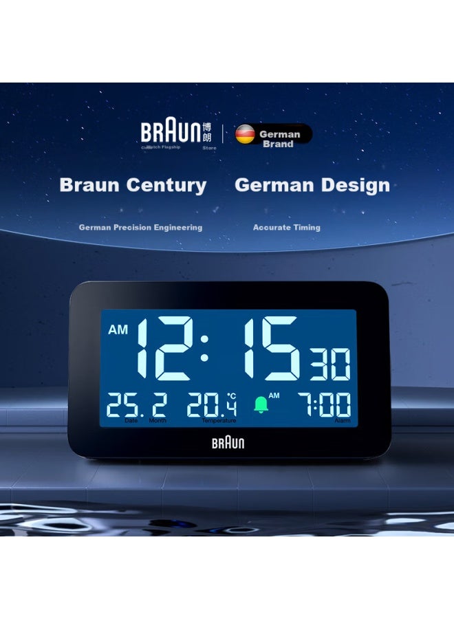 Braun German Brand Imported Alarm Clock, Smart New Model, Student-specific Wake-up Device, Extra-large Screen, Multifunctional Lcd Digital Display, Temperature And Humidity Electronic Clock, Back-to New Year Gift - Image 1