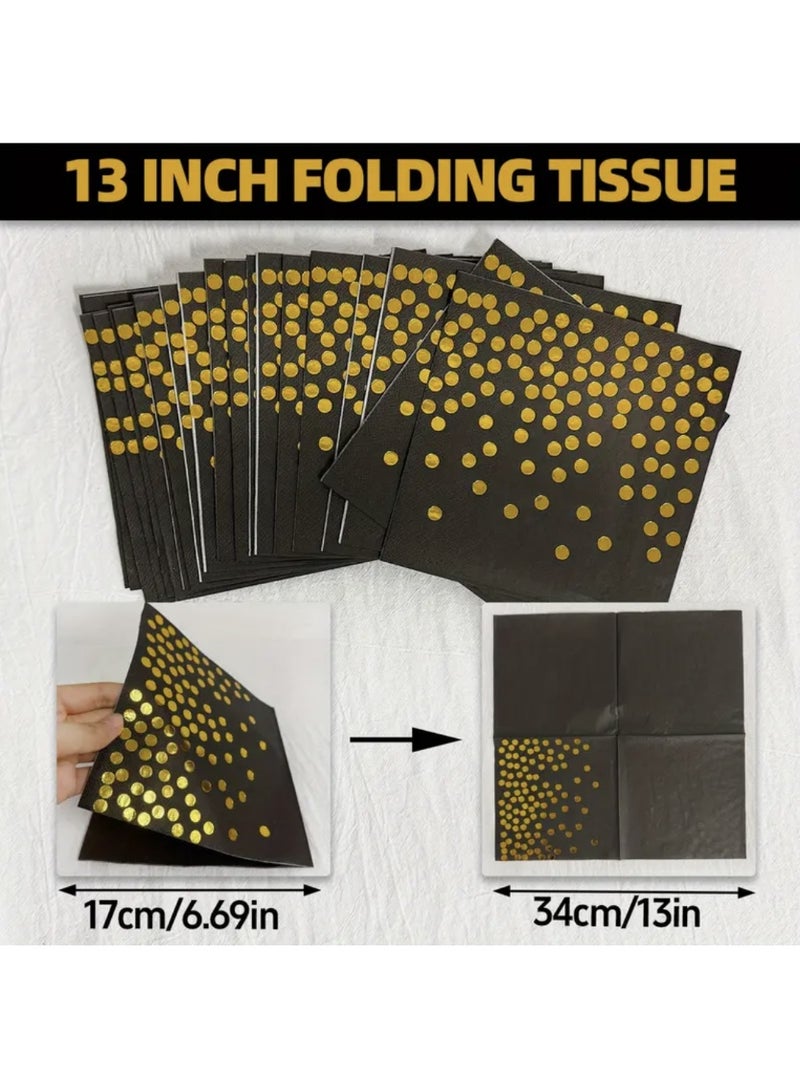 Nakhl Disposable Plates Party Set -81 Pcs for 10 Guests - Tablecloth, Tableware, Plate,Napkin, Cup and Gold Plastic Set,Eco-Friendly Tableware,Suitable for Wedding, Birthday, Party Dinnerware - Image 4