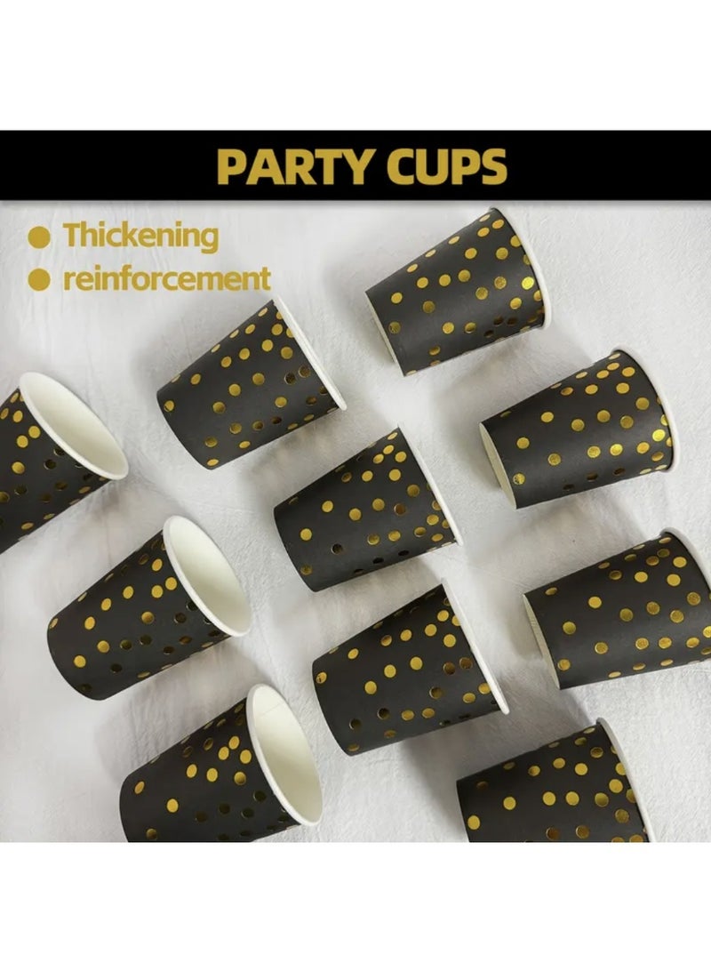 Nakhl Disposable Plates Party Set -81 Pcs for 10 Guests - Tablecloth, Tableware, Plate,Napkin, Cup and Gold Plastic Set,Eco-Friendly Tableware,Suitable for Wedding, Birthday, Party Dinnerware - Image 5