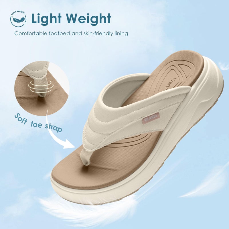 Vilanva Women's platform flip-flops Beige Size 8 - Image 4