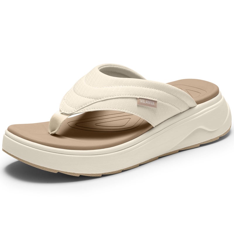 Vilanva Women's platform flip-flops Beige Size 8 - Image 1