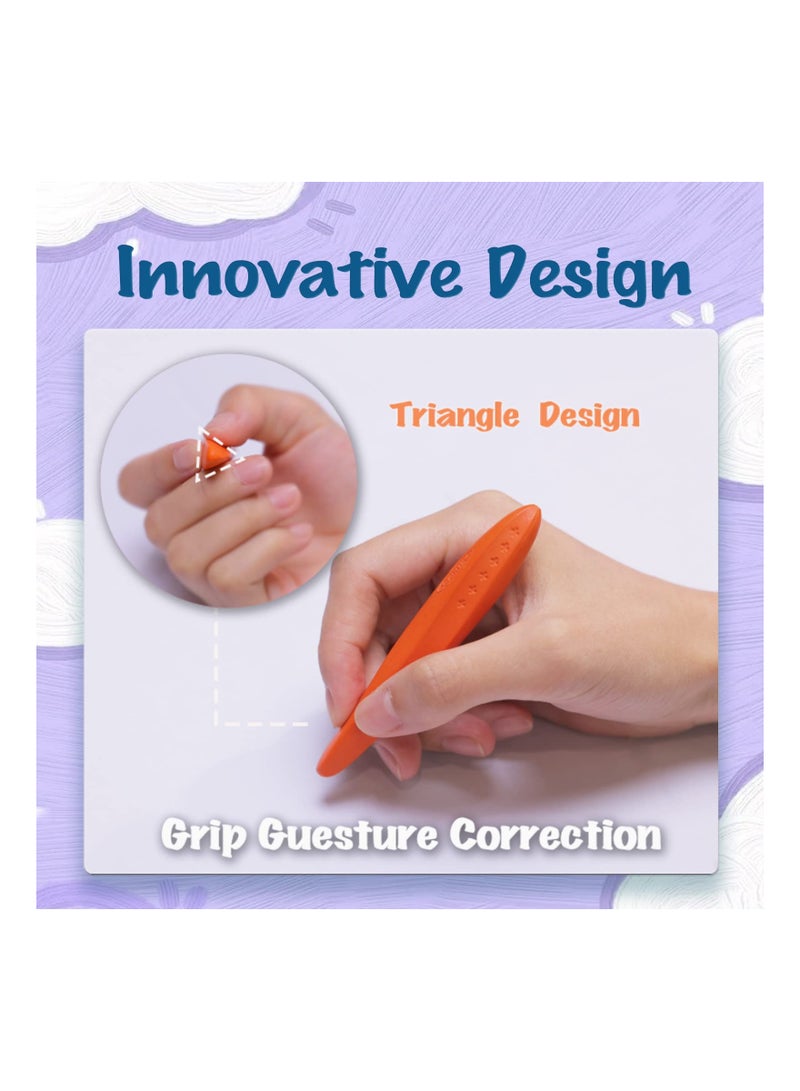 SOLARAE Triangle Peanut Crayons for Kids - Non-Toxic, Washable Coloring Art Supplies for Toddlers, Perfect for Handwriting Posture Correction - 12 Vibrant Colors Included. - Image 5