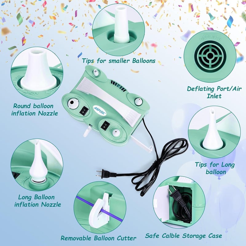 AGPtek مضخة هواء كهربائية للبوالين، 110 فولت 600 واط باللون الوردي القابل للنقل مع فوهتين مزدوجتين لتزيين الحفلات - Image 5