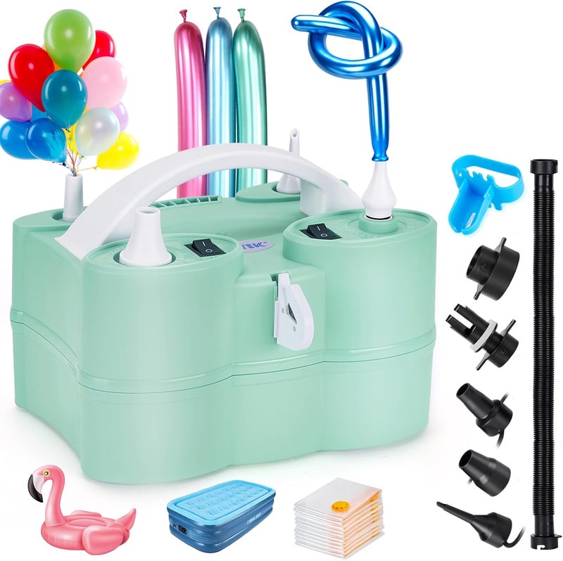 AGPtek مضخة هواء كهربائية للبوالين، 110 فولت 600 واط باللون الوردي القابل للنقل مع فوهتين مزدوجتين لتزيين الحفلات - Image 1