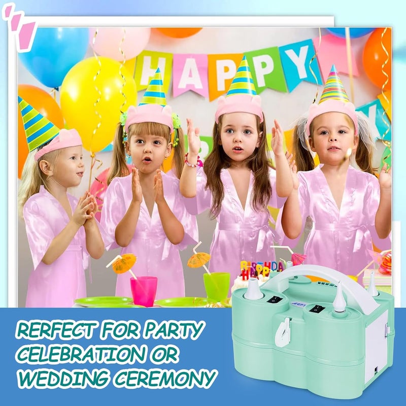 AGPtek مضخة هواء كهربائية للبوالين، 110 فولت 600 واط باللون الوردي القابل للنقل مع فوهتين مزدوجتين لتزيين الحفلات - Image 2