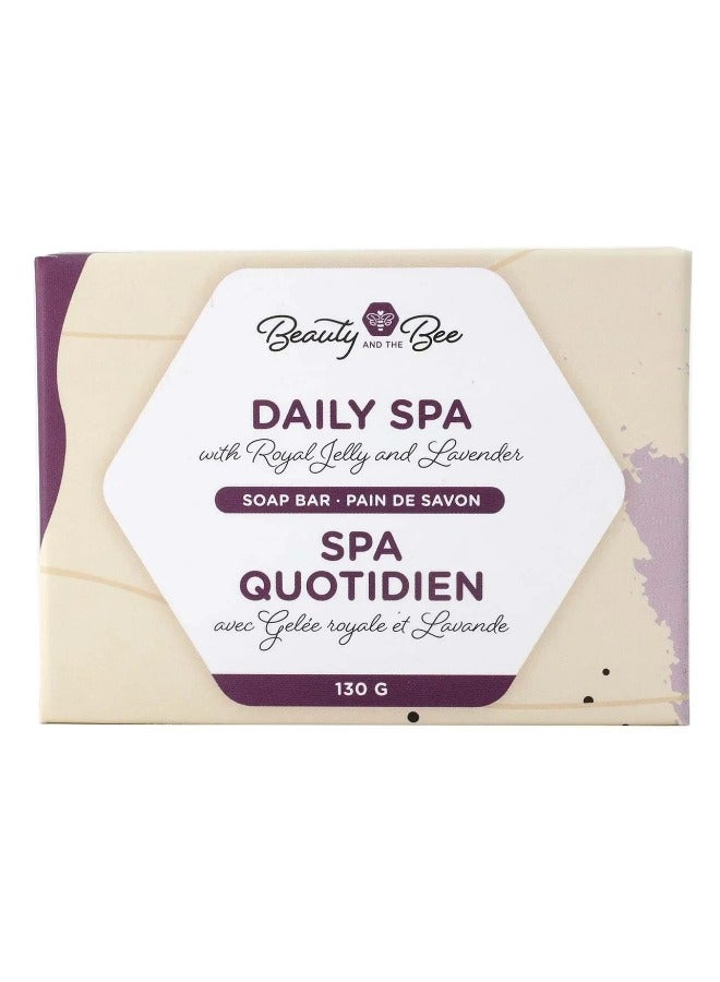 beauty and the bee Organic Lavender Soap Daily Spa with Royal Jelly & Honey – 115g, Suitable for Face and Body, Gentle Cleanser for Sensitive Skin, Moisturizing & Soothing - Image 1