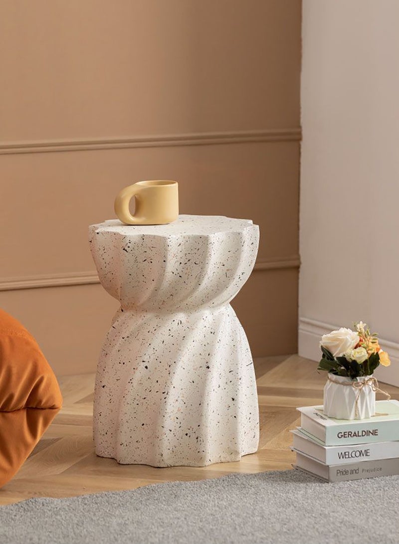 Merry Moments Terrazzo Side Table Bedside Table Coffee Table Cafe Table Sofa Side Table End Table Snack Table Fashion Design for Living Room Bedroom Office Retail White H47xL35xW35 cm - Image 1
