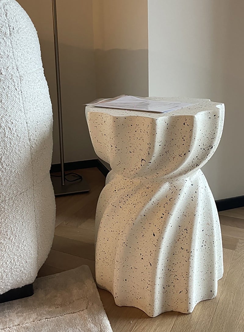 Merry Moments Terrazzo Side Table Bedside Table Coffee Table Cafe Table Sofa Side Table End Table Snack Table Fashion Design for Living Room Bedroom Office Retail White H47xL35xW35 cm - Image 4