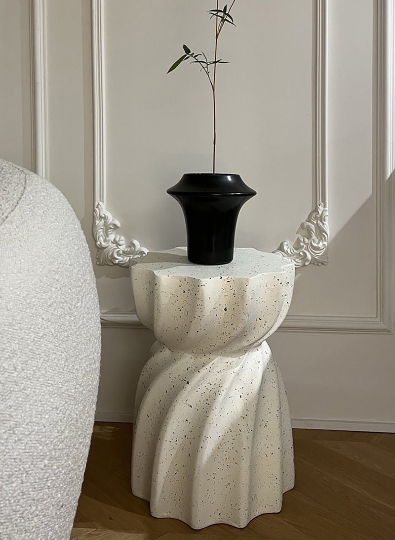 Merry Moments Terrazzo Side Table Bedside Table Coffee Table Cafe Table Sofa Side Table End Table Snack Table Fashion Design for Living Room Bedroom Office Retail White H47xL35xW35 cm - Image 3