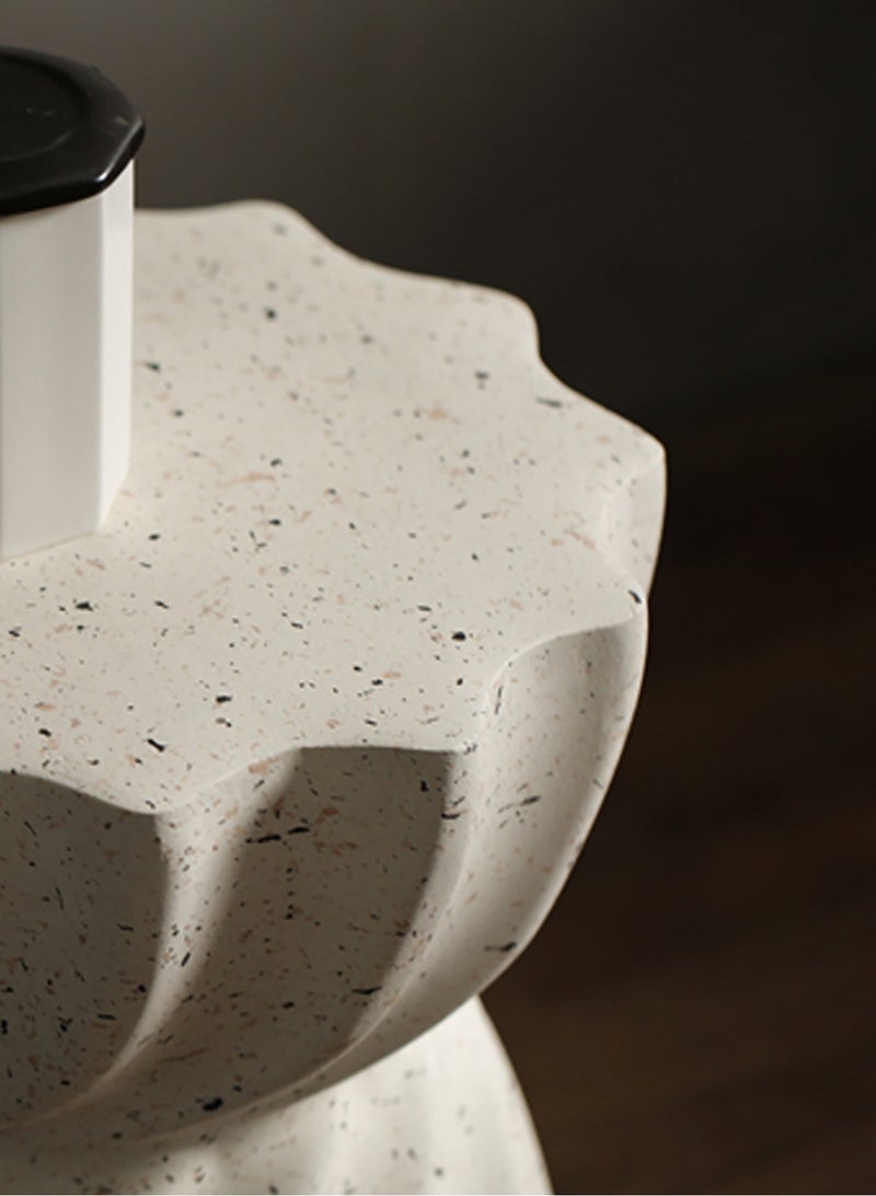 Merry Moments Terrazzo Side Table Bedside Table Coffee Table Cafe Table Sofa Side Table End Table Snack Table Fashion Design for Living Room Bedroom Office Retail White H47xL35xW35 cm - Image 5