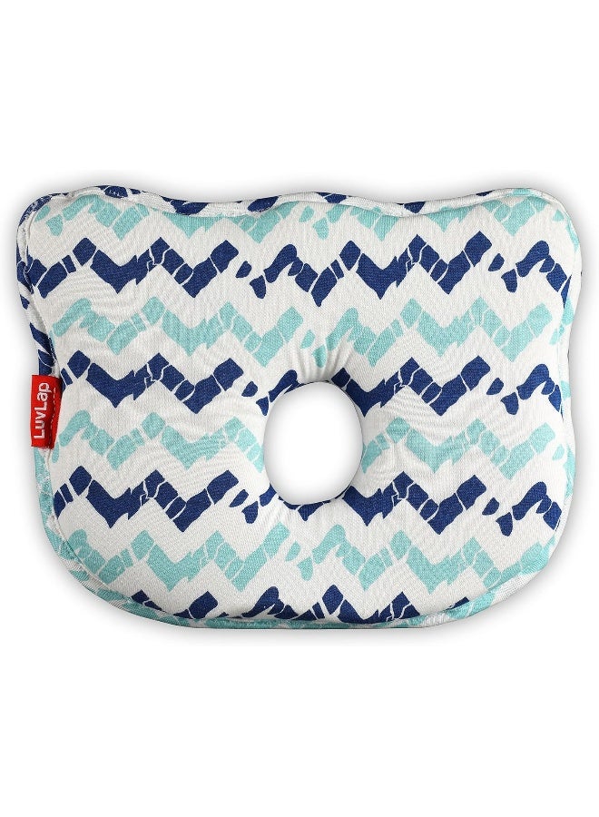لوفلاب وسادة تشكيل رأس الطفل من الإسفنج الذكي من لوف لاب، وسادة أطفال لمنع متلازمة الرأس المسطح، من الولادة حتى 12 شهرًا، 25 سم × 21 سم × 4.2 سم، على شكل أرنب، طباعة متعرجة (أزرق سماوي) - Image 1