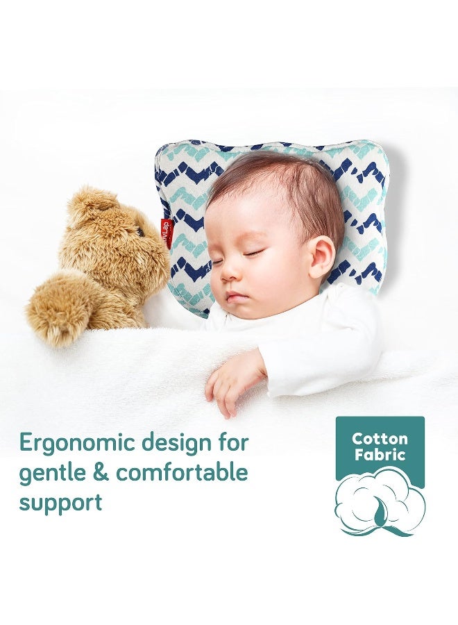 لوفلاب وسادة تشكيل رأس الطفل من الإسفنج الذكي من لوف لاب، وسادة أطفال لمنع متلازمة الرأس المسطح، من الولادة حتى 12 شهرًا، 25 سم × 21 سم × 4.2 سم، على شكل أرنب، طباعة متعرجة (أزرق سماوي) - Image 3