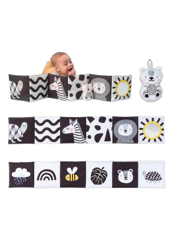 Taf Toys Taf Toys Newborn Soft Activity Book Black & White High Contrast Baby Book Infant Sensory Toys Tummy Time Soft Cloth Books for Babies Textured Fabric Crinkling Shapes Patterns 0-12 Months Newborn Toys  - Image 1