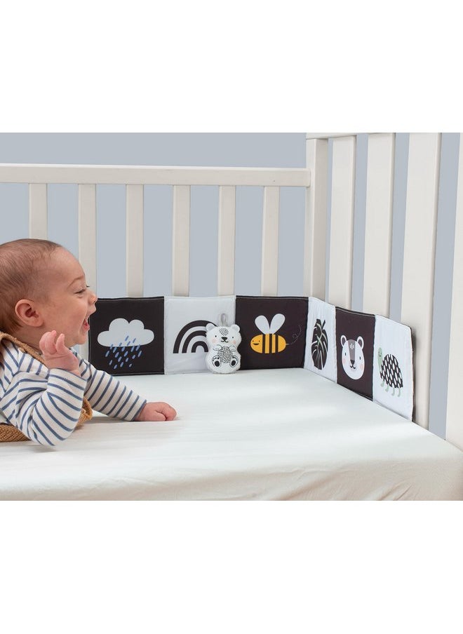 Taf Toys Taf Toys Newborn Soft Activity Book Black & White High Contrast Baby Book Infant Sensory Toys Tummy Time Soft Cloth Books for Babies Textured Fabric Crinkling Shapes Patterns 0-12 Months Newborn Toys  - Image 2