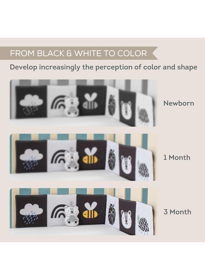 Taf Toys Taf Toys Newborn Soft Activity Book Black & White High Contrast Baby Book Infant Sensory Toys Tummy Time Soft Cloth Books for Babies Textured Fabric Crinkling Shapes Patterns 0-12 Months Newborn Toys  - Image 3