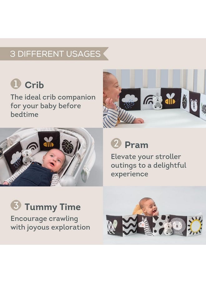 Taf Toys Taf Toys Newborn Soft Activity Book Black & White High Contrast Baby Book Infant Sensory Toys Tummy Time Soft Cloth Books for Babies Textured Fabric Crinkling Shapes Patterns 0-12 Months Newborn Toys  - Image 5