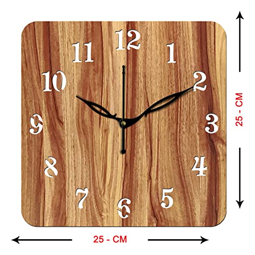 Freny Exim 10" Inch Wooden Wall Clock (Beige, Small Size, 25cm x 25cm)-022 - Image 4
