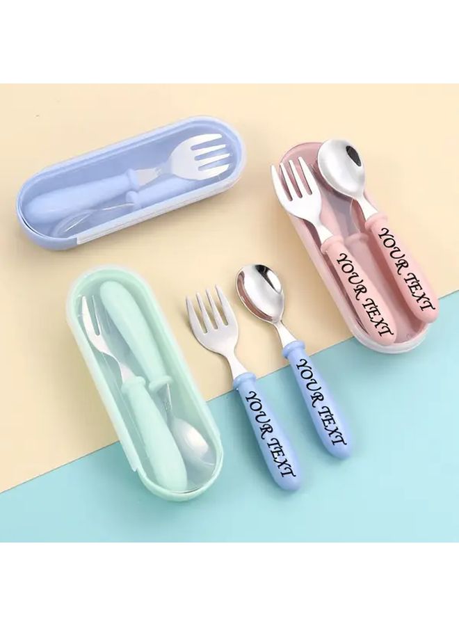 Green Stainless Steel Customizable Cutlery Set with Storage Box for Party - Image 1