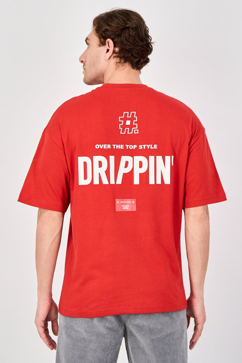 Ketch Men Crew Neck Short Sleeve Graphic Print T-Shirt, Red - Image 3
