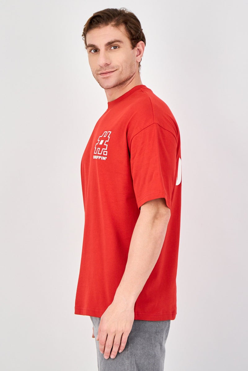 Ketch Men Crew Neck Short Sleeve Graphic Print T-Shirt, Red - Image 2