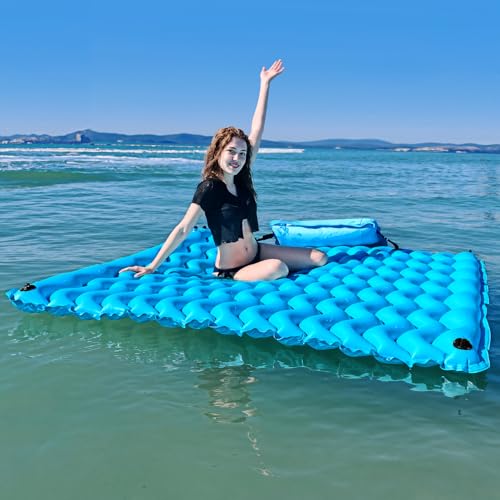 Sunrio 2025 Upgrade 7272 Giant Inflatable Floating MatPool Float Lake Floats for Adults with Air Pillow Pool Mats for Floating Swimming Pool Beach Lake for Summer Water Party Blue - Image 1