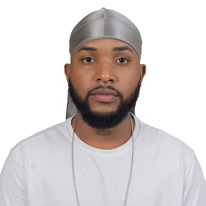 ForceWave Silky Durag for Men Wave Cap Satin Dorag for Men Women 360 Wave Gray - Image 3