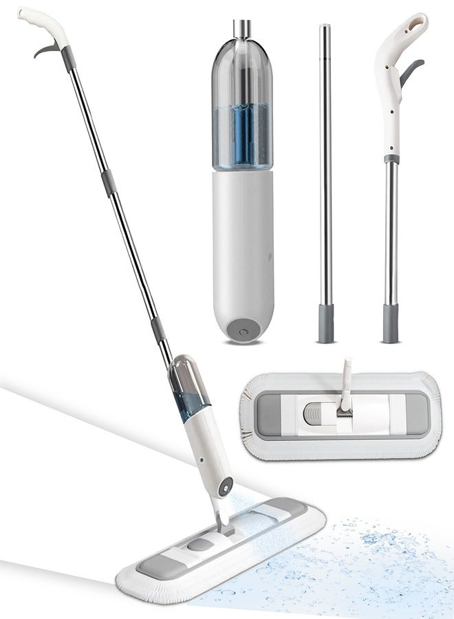 زيسكوير ممسحة رش دوارة 360 درجة مع زجاجة قابلة لإعادة التعبئة - ممسحة مسطحة خفيفة الوزن للتنظيف الرطب والجاف، 1 وسادة من الألياف الدقيقة قابلة للغسل، خزان 350 مل، سريع الجفاف، مثالي لجميع أنواع الأسطح - Image 1