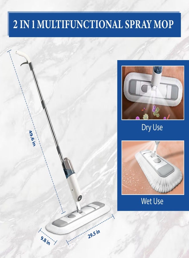 زيسكوير ممسحة رش دوارة 360 درجة مع زجاجة قابلة لإعادة التعبئة - ممسحة مسطحة خفيفة الوزن للتنظيف الرطب والجاف، 1 وسادة من الألياف الدقيقة قابلة للغسل، خزان 350 مل، سريع الجفاف، مثالي لجميع أنواع الأسطح - Image 4