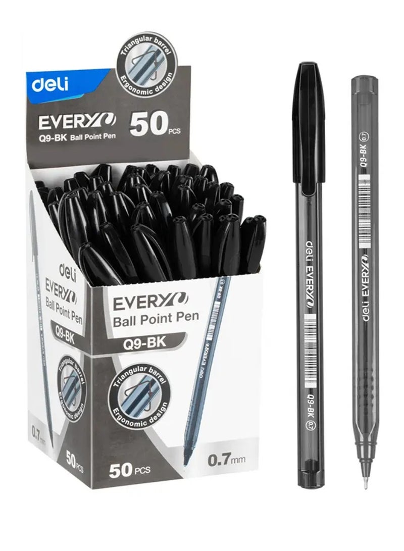 Deli 50-Piece Every Ballpoint Pen 0.7mm Tip Black Ink - Image 1