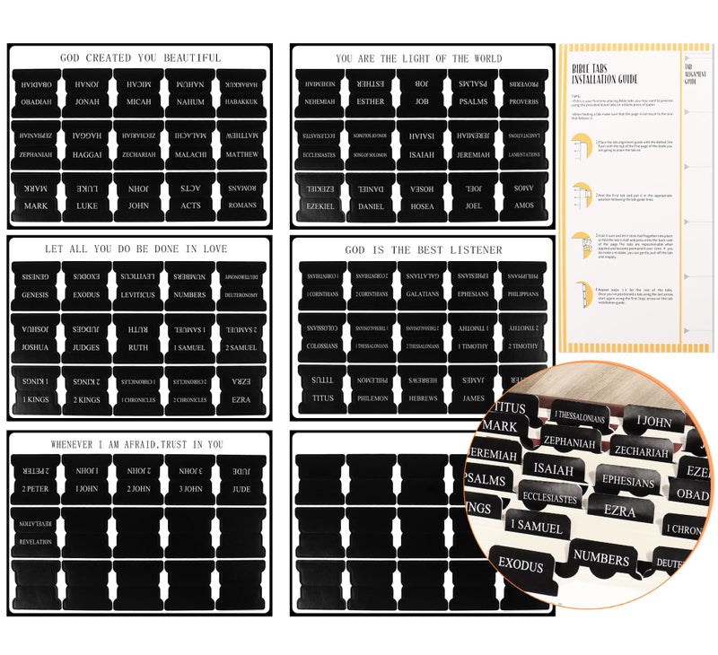DOMMARE Bible Tabs for Men, 90 Pieces Large Print Small Bible Bookmarks Index Tabs Study Supplies Guide Kit, Black Baptism Christian Gifts for Boys Women Beginner Easy to Read - Image 5