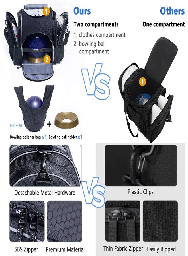 VIGEGARI Bowling Ball Bag with Cup and Polisher - Single Ball Tote - Bowling Gifts & Accessories - Image 5