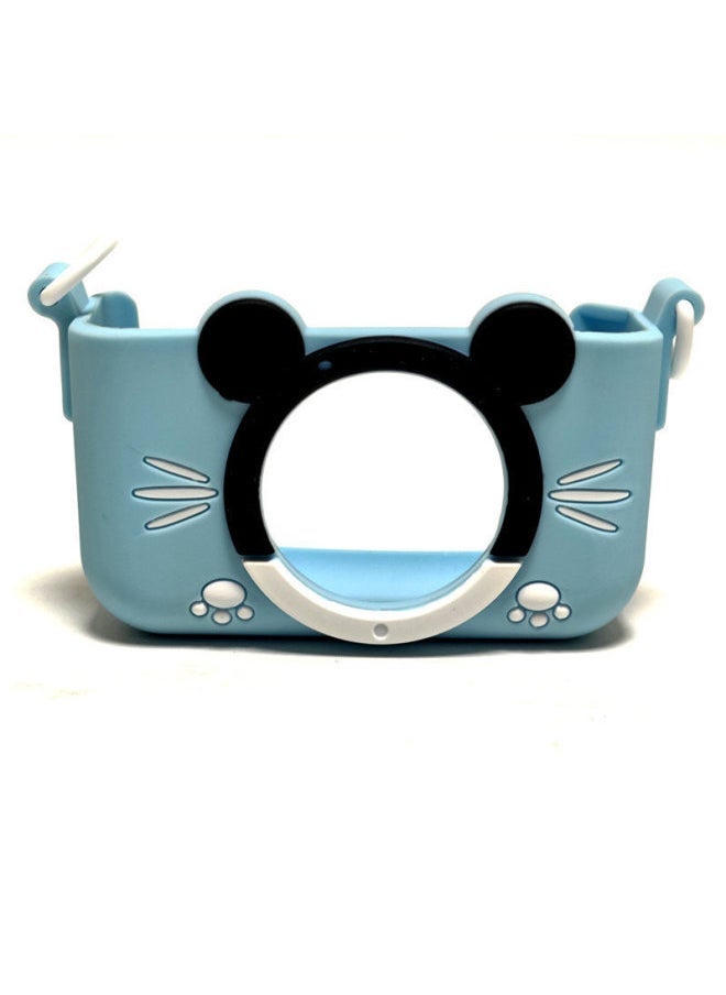 Children's Camera Cartoon Protective Case Small Camera Silicone Case Anti-fall With Lanyard Mini Photo Soft Rubber Case-Color:Blue (little Bear Camera Case) - Image 1