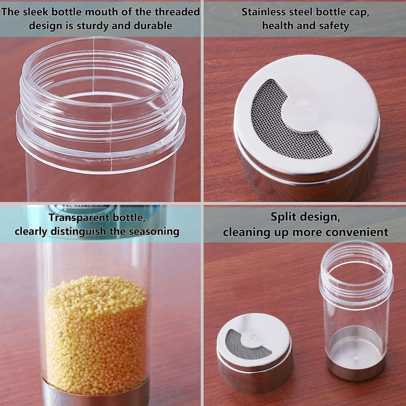 Newness Mesh Shaker or Salt Shaker, Stainless Steel Salt Dispenser, Clear Acrylic Seasoning Fine Mesh Shaker with Rotating Cover, 3.7 Ounces (110 Milliliter) - Image 4
