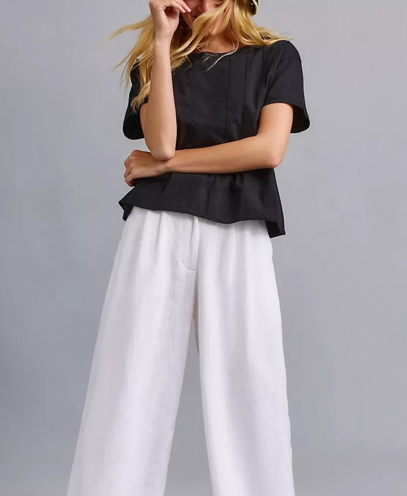 OPCAKM Cute Tops for Women Summer Pleated Swing T-Shirt Casual Babydoll Peplum Tops Lightweight Flowy Loose Fit Tee(Black-M) - Image 4