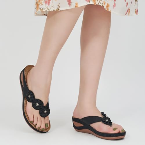 FUDYNMALC Sandals for Women Wedge Shoes: Summer Womens Platform Flip Flops Comfortable Casual Dressy Wedges Sandal - Image 5