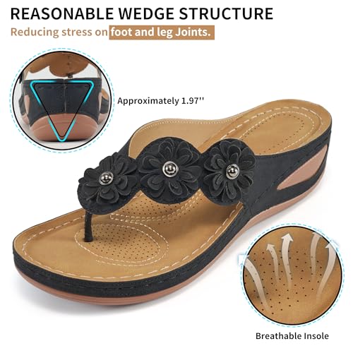 FUDYNMALC Sandals for Women Wedge Shoes: Summer Womens Platform Flip Flops Comfortable Casual Dressy Wedges Sandal - Image 3