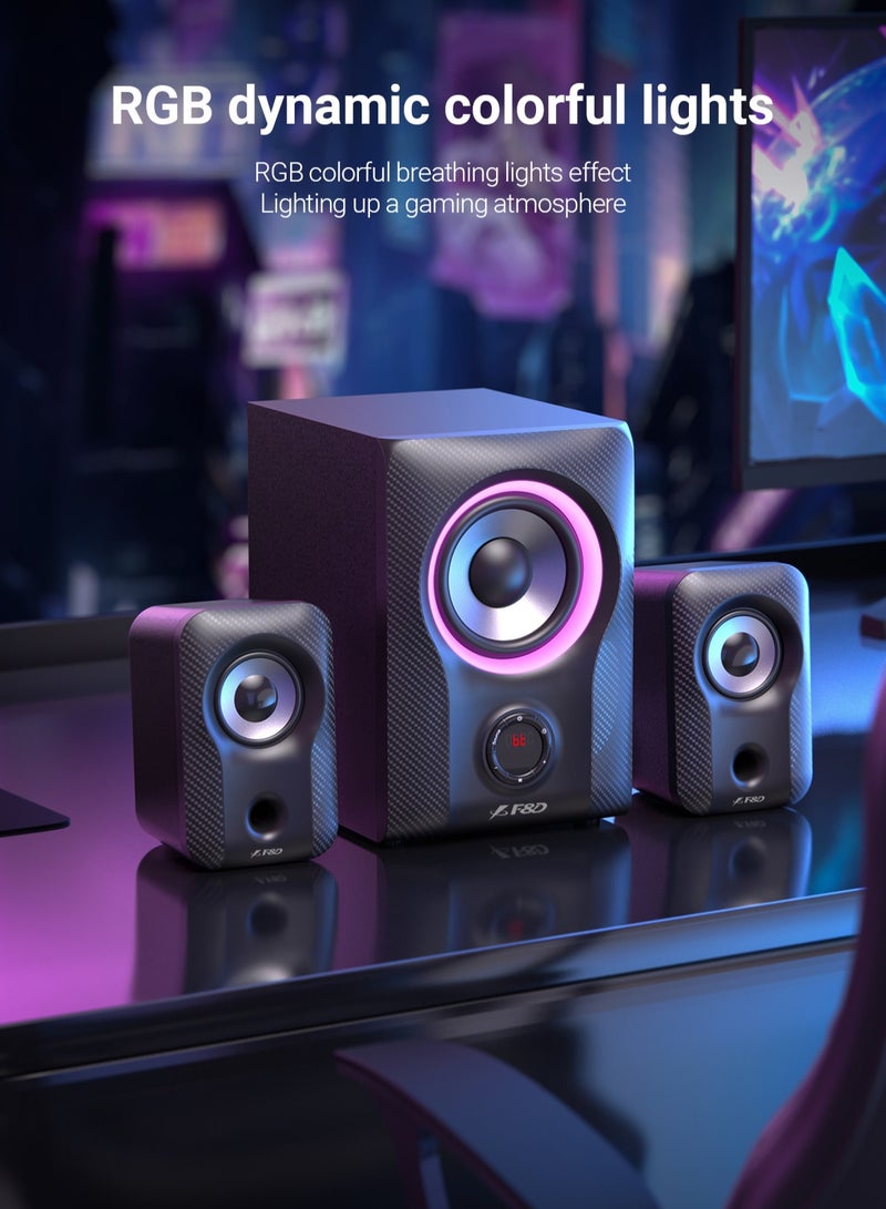 F&D F590X 60w 2.1 Computer Multimedia Speaker with Subwoofer , Supporting BT/AUX/USB/FM/Coaxial/ NFC , Gaming sound effects. RGB Multi-Color Lighting Mode