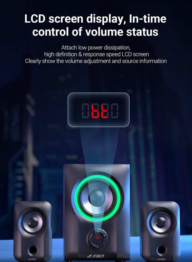 F&D F590X 60w 2.1 Computer Multimedia Speaker with Subwoofer , Supporting BT/AUX/USB/FM/Coaxial/ NFC , Gaming sound effects. RGB Multi-Color Lighting Mode