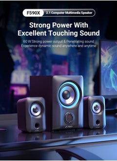 F&D F&D F590X 60w 2.1 Computer Multimedia Speaker with Subwoofer , Supporting BT/AUX/USB/FM/Coaxial/ NFC , Gaming sound effects. RGB Multi-Color Lighting Mode  - Image 1