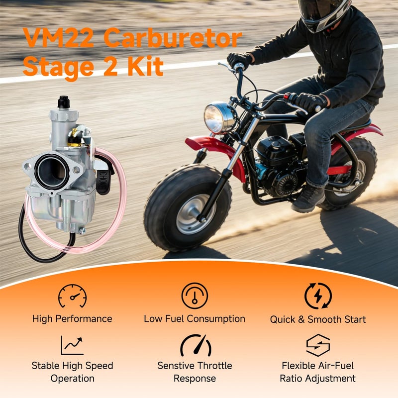FVRITO VM22 Carburetor Flywheel Stage 2 Kit Compatible with Predator 212 Non Hemi Engine Coleman CT200U CT200U-EX BT200X Mini Bike 212cc 196cc GX200 KT196 Go Kart Parts Exhaust Pipe Throttle Assembly - Image 2