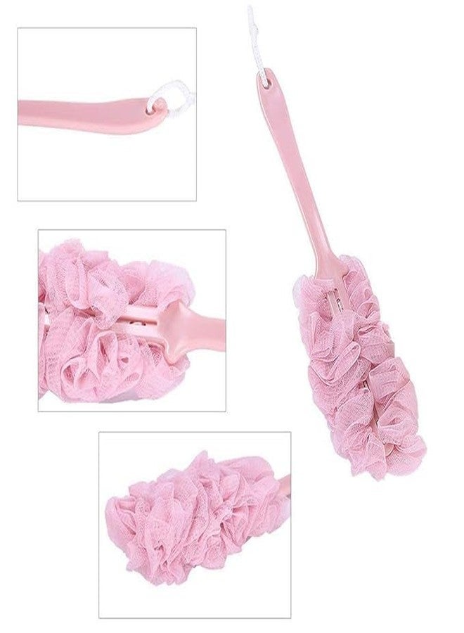 SYPM Loofah Back Scrubber for Shower, Long Handle Bath Sponge Shower Brush, Soft Nylon Mesh Back Cleaner Washer, Body Bath Brush for Women and Men (Color may vary) 2 Pc (Pink) - Image 3