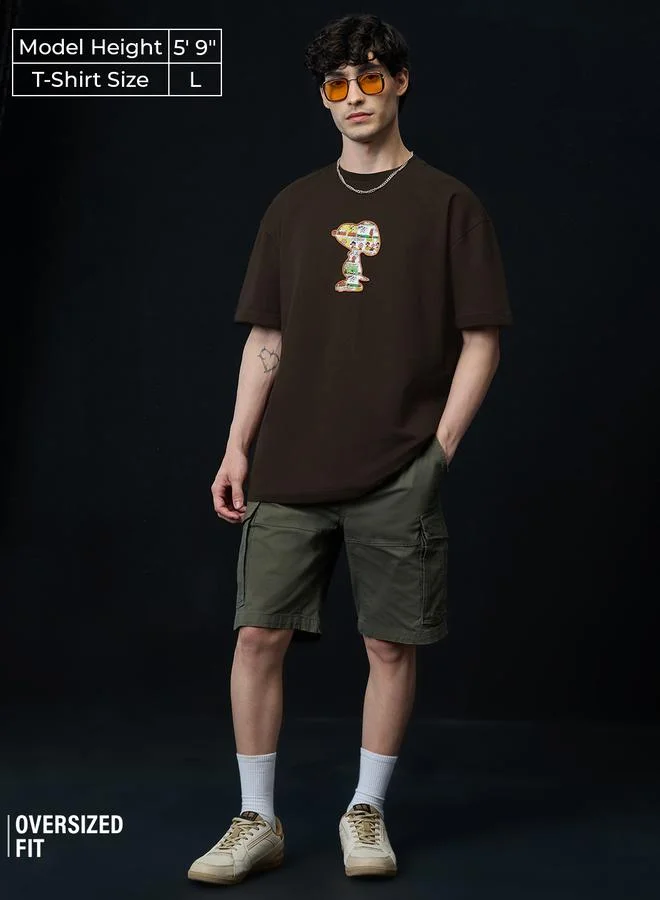 The Souled Store Men Brown Joe Cool Graphic Oversized T-Shirt