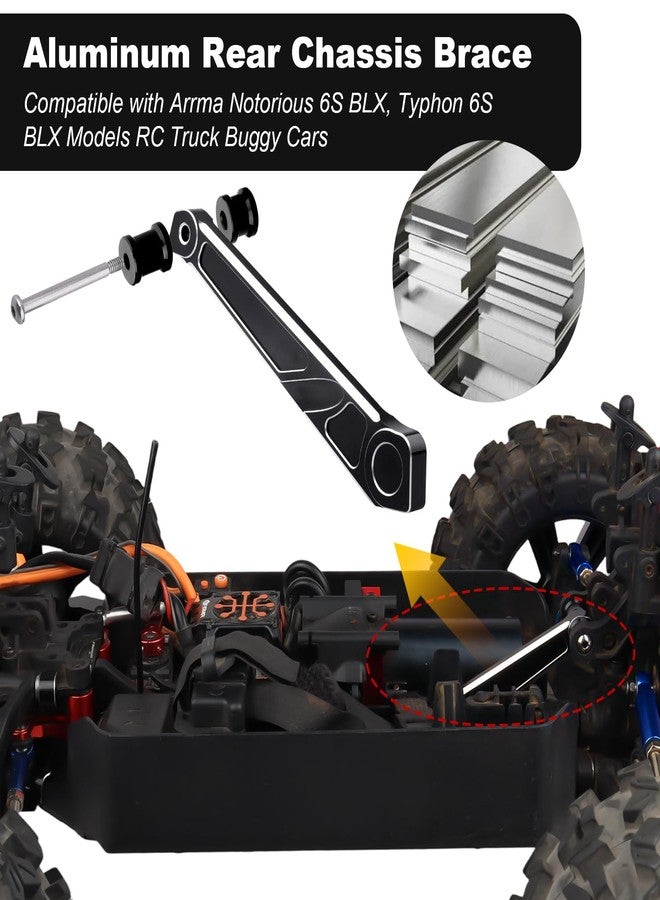 AllinRC Aluminum Rear Chassis Brace for 1/8 Arrma Notorious 6S Typhon 6S BLX (Black) - Image 4